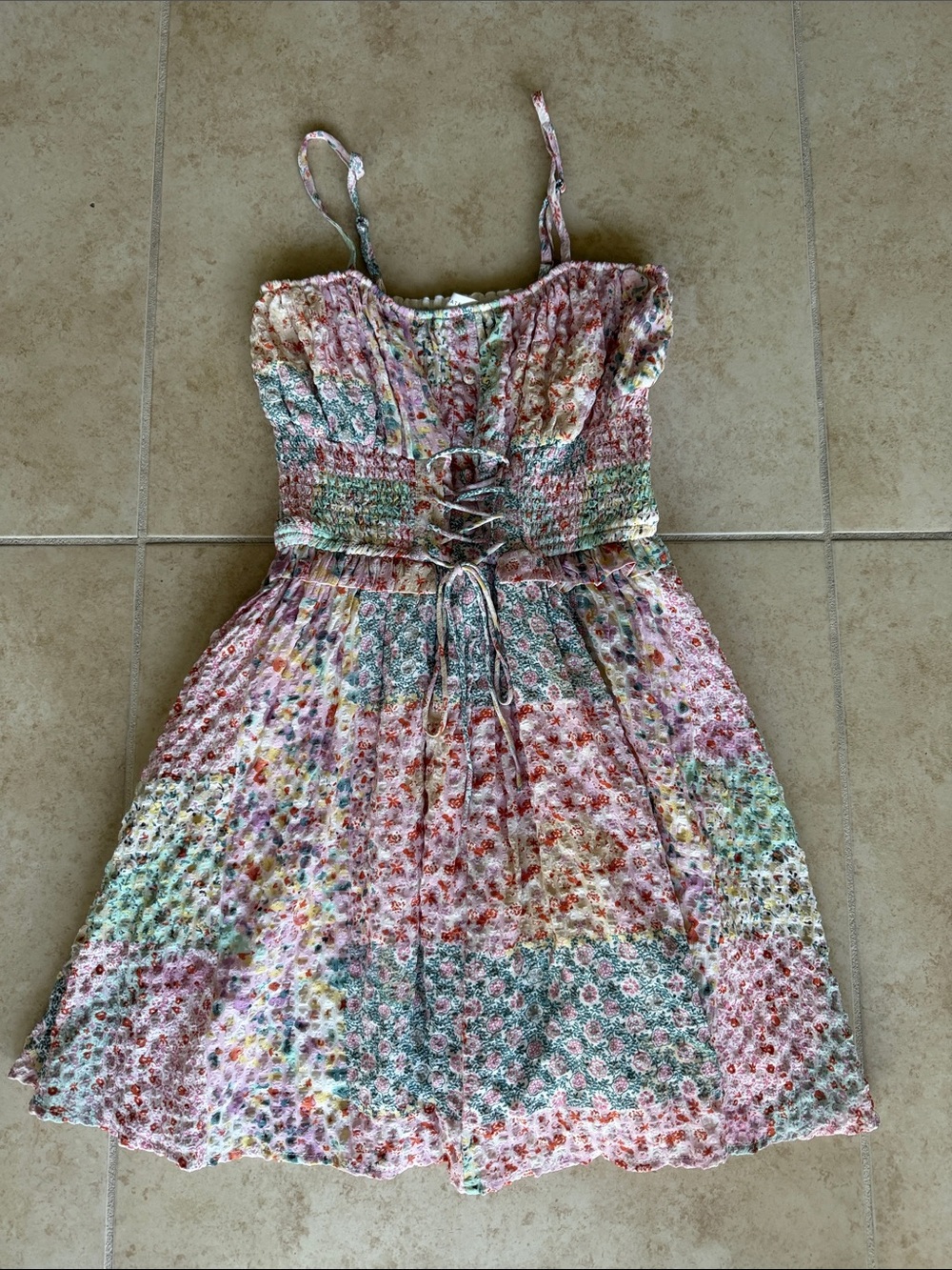 XXS Women Floral Smocked Sundress - Pink Multi. Brand new without tags
